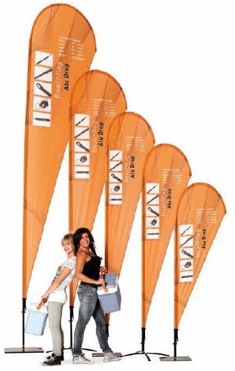 Beidseitig bedruckte Alu Pro Drop Beachflag - Ihre individuelle Beachflag gestalten