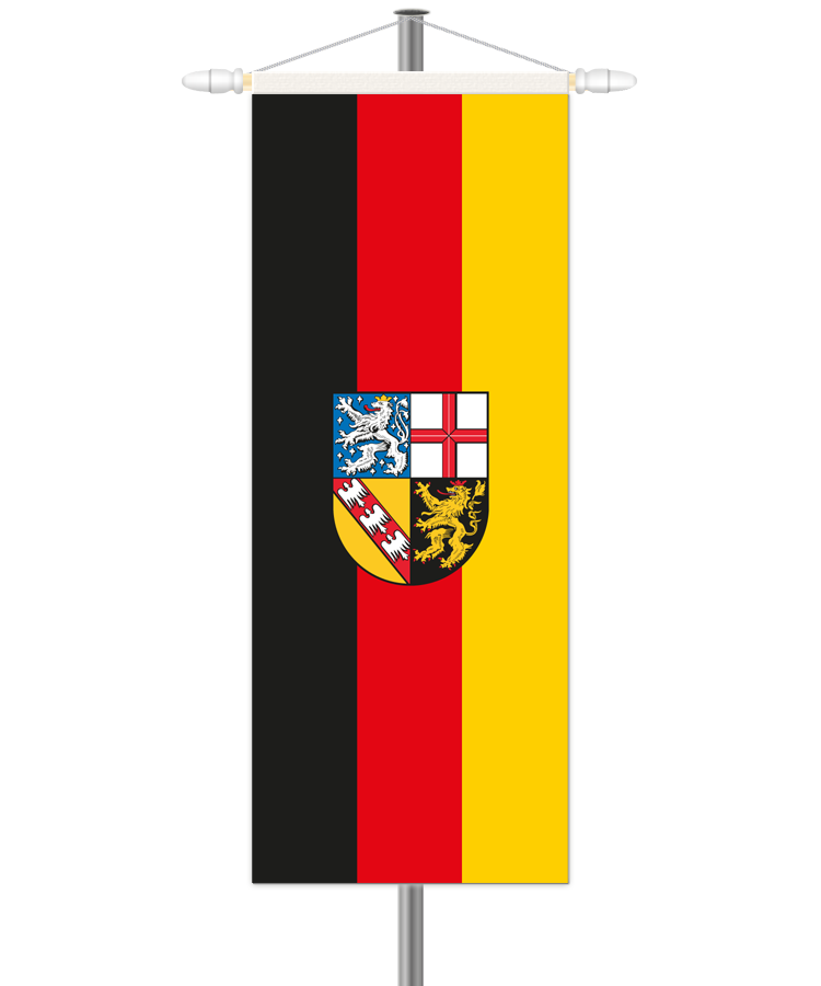 Saarland Bannerfahne - Hochformat mit Hohlsaum oben