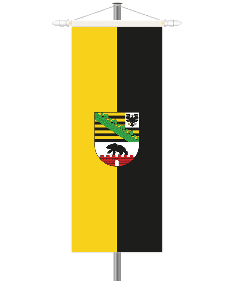Sachsen-Anhalt Bannerfahne - Hochformat mit Hohlsaum oben