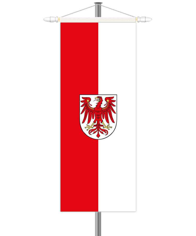 Brandenburg Bannerfahne - Hochformat mit Hohlsaum oben