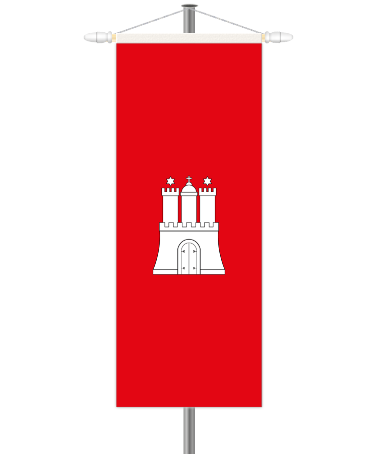 Hamburg Bannerfahne - Hochformat mit Hohlsaum oben