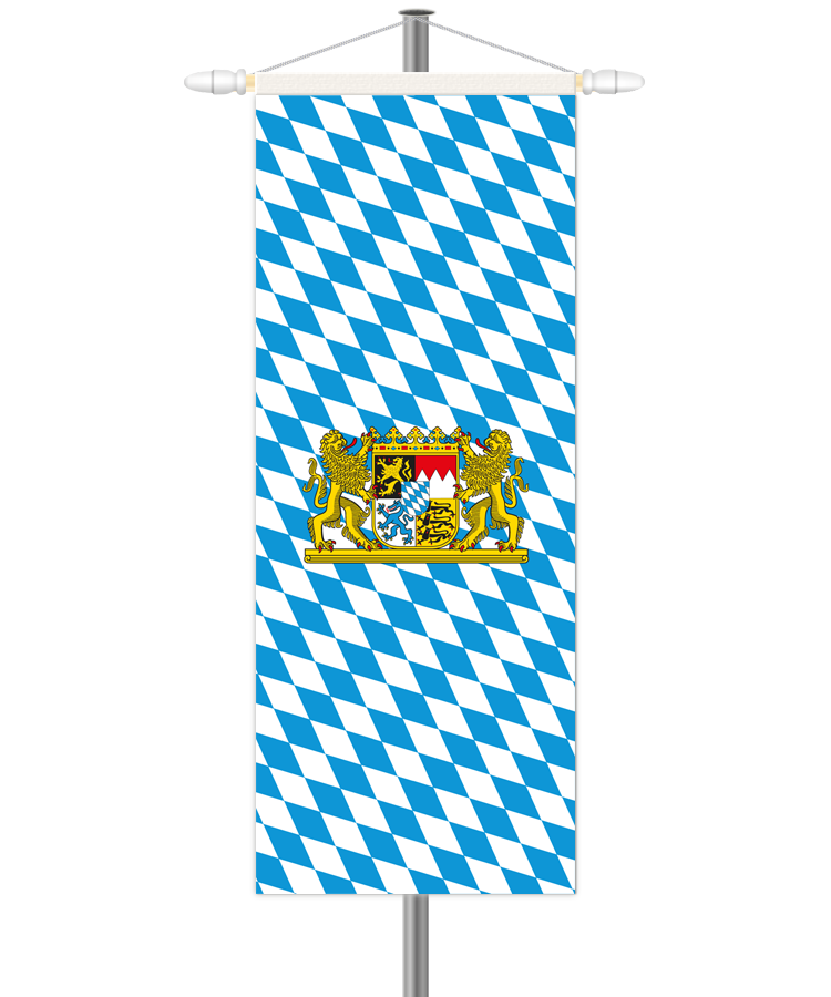 Bayern Bannerfahne - Raute - Hochformat mit Hohlsaum oben