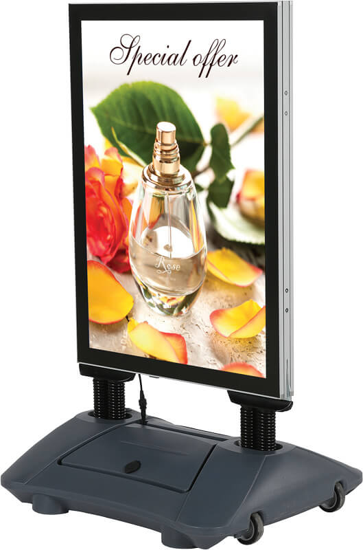 Doppelseitiger Kundenstopper mit LED-Hintergrundbeleuchtung