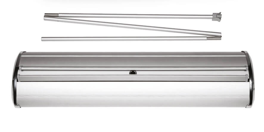 Halterung für beidseitige Rollbannerhalterung