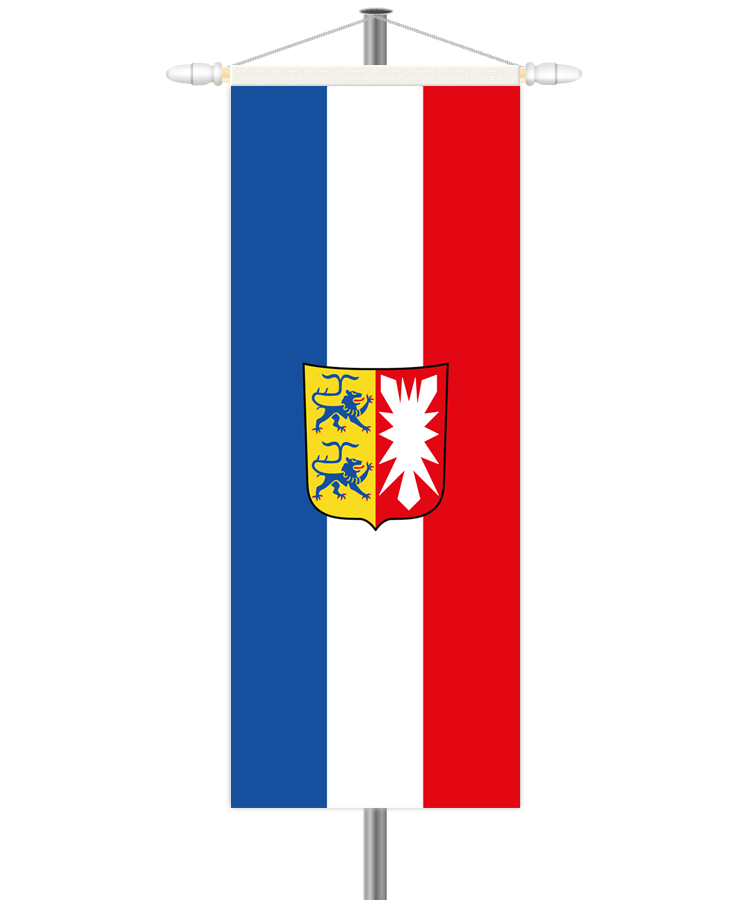 Schleswig-Holstein Bannerfahne - Hochformat mit Hohlsaum oben