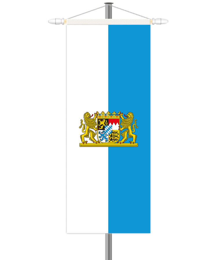 Bayern Bannerfahne - Hochformat mit Hohlsaum oben