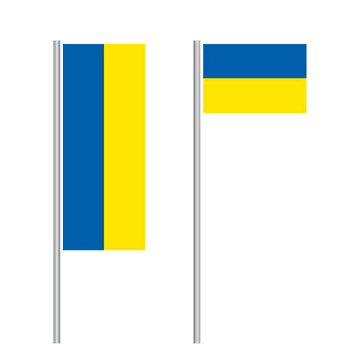 Ukrainische Nationalflagge im Hoch- und Querformat