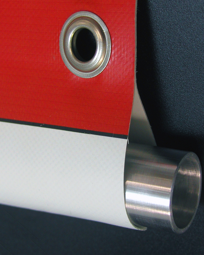 Werbebanner mit Öse und Hohlsaum