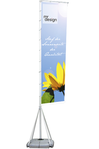 Mobiler Fahnenmast, Höhe 5,4 m, mit bedruckter Fahne