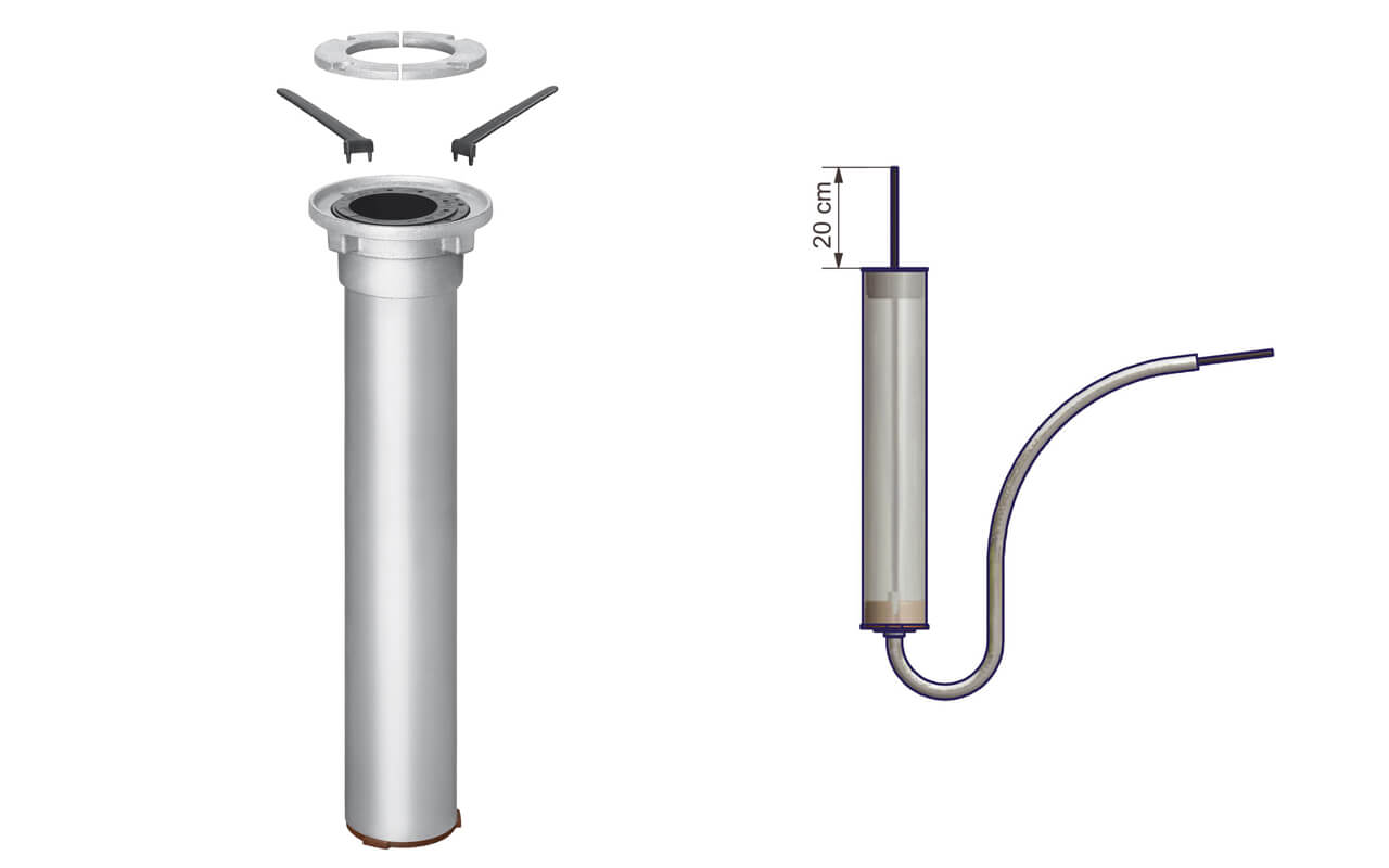 Justierbare Bodenhülse ME mit Kabelführung