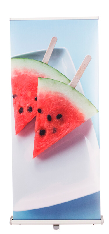 Roll Up Triangle mit individuell bedrucktem Banner