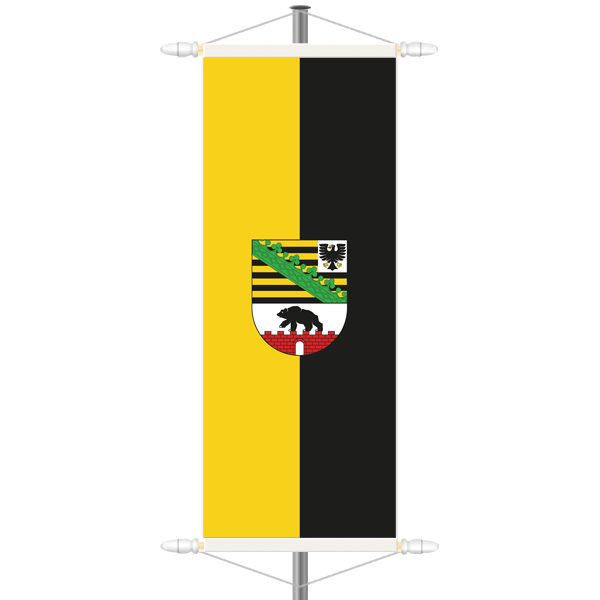 Sachsen-Anhalt Bannerfahne - Hochformat mit Hohlsaum oben/unten
