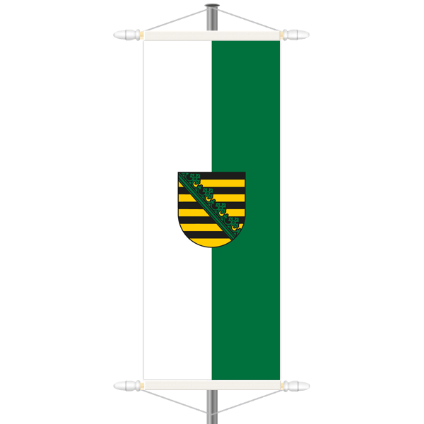 Sachsen Bannerfahne - Hochformat mit Hohlsaum oben/unten