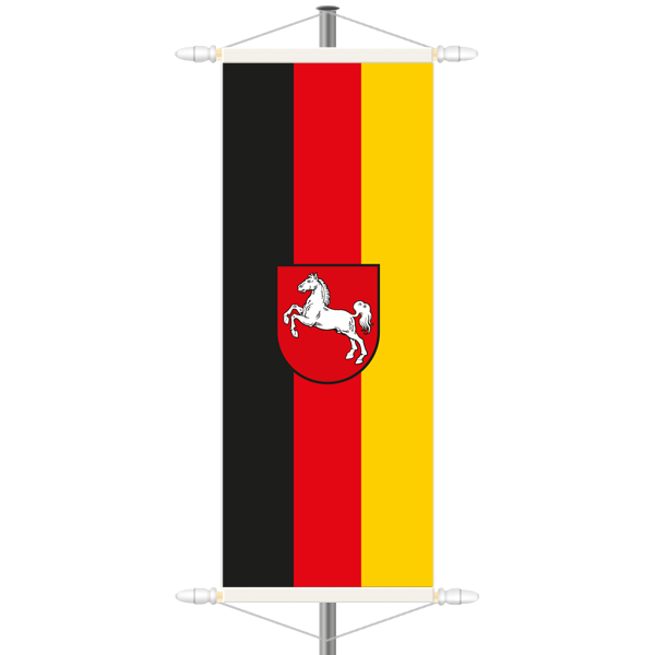 Niedersachsen Bannerfahne - Hochformat mit Hohlsaum oben/unten