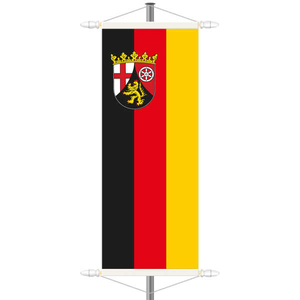Rheinland-Pfalz Bannerfahne - Hochformat mit Hohlsaum oben/unten