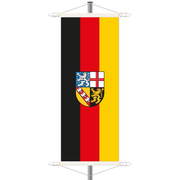 Saarland Bannerfahne - Hochformat mit Hohlsaum oben/unten