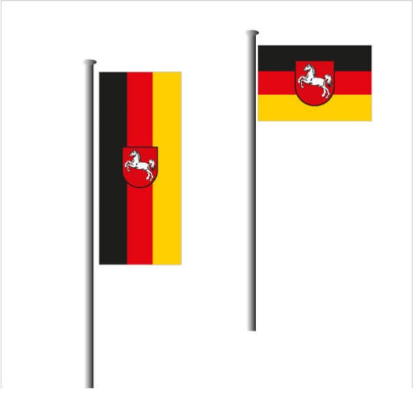 Flagge Bundeslandfahne Niedersachsen BxH Größe 150 cm x 90 cm Fahne mit Ösen 