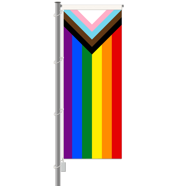 Progress-Pride Fahne - Hochformat mit Hohlsaum