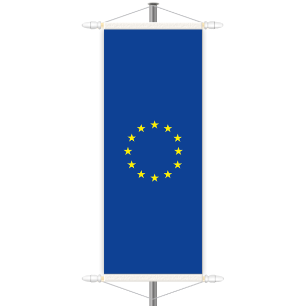 Europa Bannerfahne - Hochformat mit Hohlsaum oben/unten