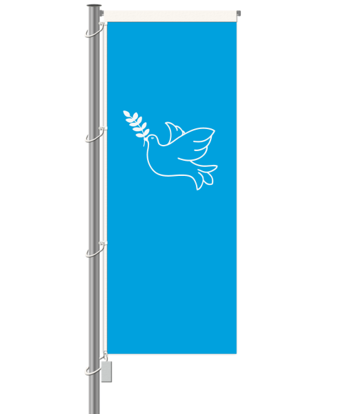 Friedenstaube Fahne - Hochformat mit Hohlsaum